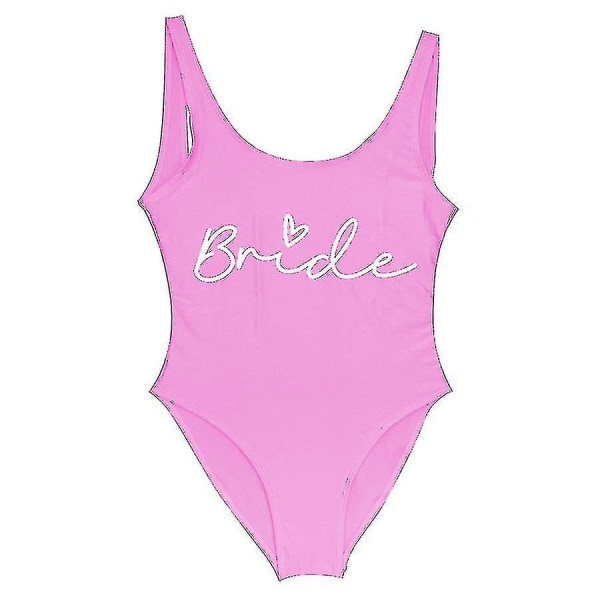 S-3xl Gulltrykk Team Bride Heldrakt Svømmedrakt Squad Kvinner Badedrakt Ut Drikkerlag Badedrakt Sommer Strandklær Badedrakt gold pink XXL