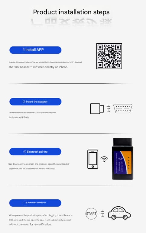ELM327 OBD2 Bluetooth-auton diagnostiikkaskannerityökalu