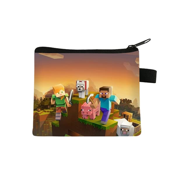 Minecraft Mini Myntpung — Bærbar Kortholder i Polyester for Studenter 13.5*11cm.8