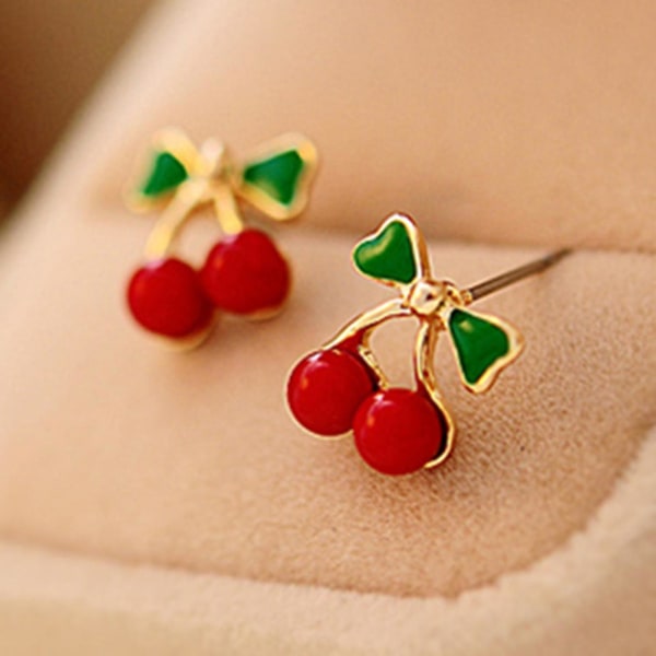 2 kpl nappikorvakoru Värikäs koristeellinen kultainen kirsikkakorvakoru pukuhuoneeseen Red