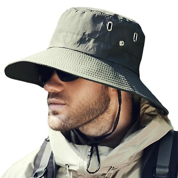 Hatt för män, sommar, solhatt, vindtät rem, bred brätte, UV-skydd, hopfällbar, bärbar, trädgårdsarbete, fiske, resor, utomhus, fiskarehatt army green