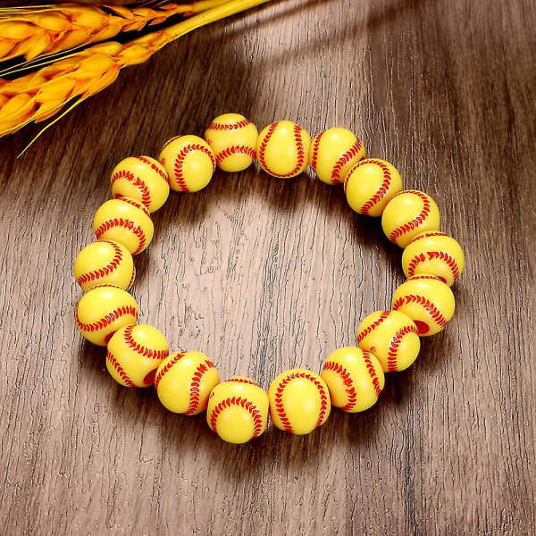 Elastiskt Basketboll, Amerikansk Fotboll, Baseboll, Tennis, Strängarmband, Akryl Armband, Mode Charm Smycken för Kvinnor Män Present baseball yellow 20cm