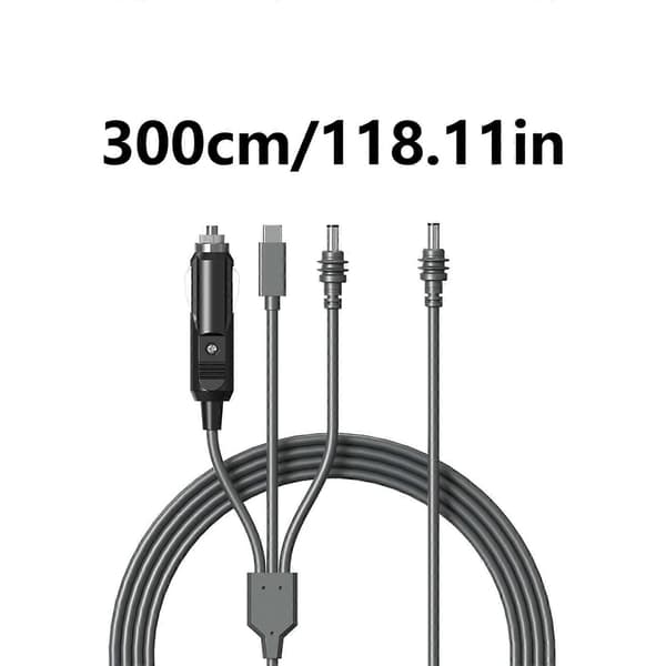 Vanntett Mini Strømkabel 3 i 1 3m USB C Billader DCDC Ladekabel