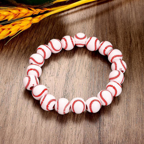 Elastiskt Basketboll, Amerikansk Fotboll, Baseboll, Tennis, Strängarmband, Akryl Armband, Mode Charm Smycken för Kvinnor Män Present baseball red 22cm