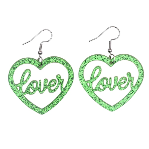 Hjärta örhängen Love Heart Dangle Örhängen För Förlovning Dejting Mors Dag Grön