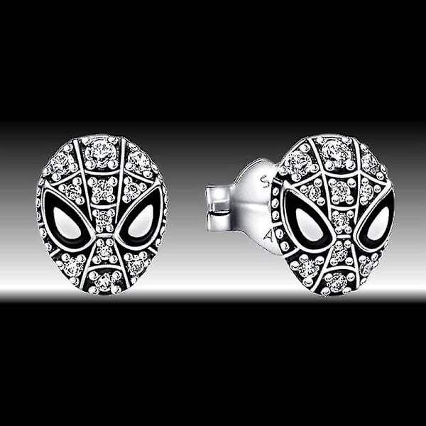 Spiderman Mask Pave Stud Earrings Finns i lager nu 925 Sterling Silver Örhängen Cool Style Statement Smycken Man Kvinna 1