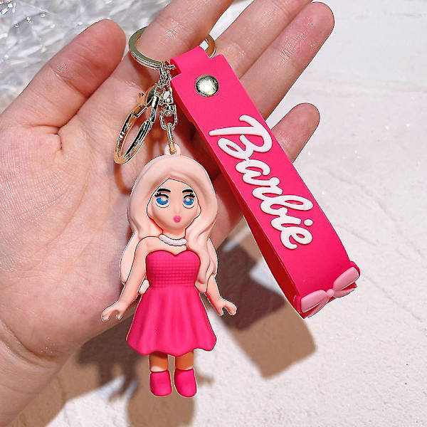 Barbie Nøglering Legetøj Pink Barbie Pige Kærlighed Hjerte Taske Vedhæng Pynt Bil Nøglering Tilbehør Gaver Girl