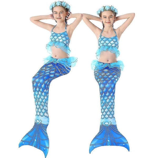 3pcs Girls Swimsuits Mermaid For Swimming Mermaid Costume Bikini Set style1 140