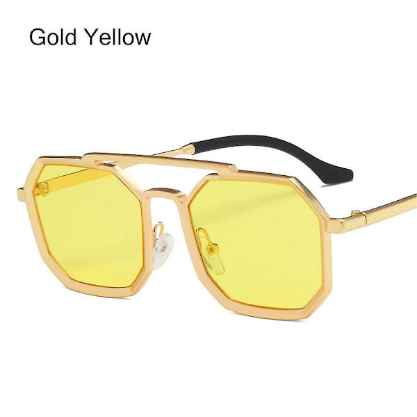 Muodin Polygoni Aurinkolasit Miehille Vintage Aurinkolasit Retro Näyttävät Kasvot Pienet Varjot Lasit Uv400 Suojaavat Aurinkolasit Gold Yellow