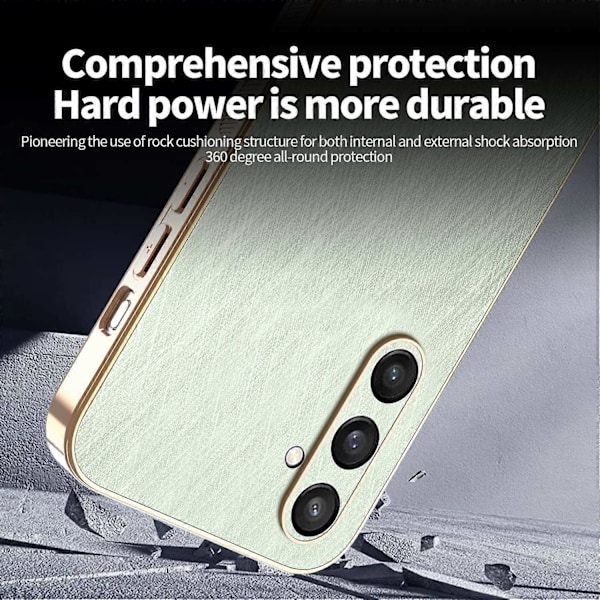 KADEM Skal för Samsung Galaxy S24+ Elektropläterad Silkesstruktur PU + TPU Mobilskal - Grön Gold