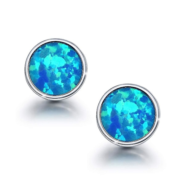 Blå Opal Örhängen 925 Sterling Silver Små