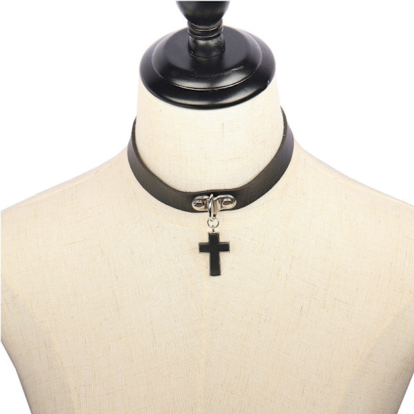 Choker, vedhæng, vedhæng choker, kors vedhæng choker, læder choker