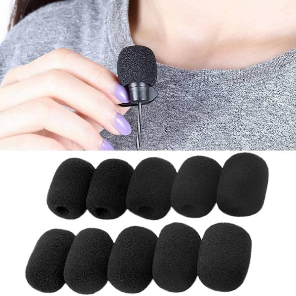 10 st Mikrofonvindskydd Mjuk Svamp Mic Skydd Headset Skumöverdrag Ersättning Kompatibel Mötesmikrofon Da Black