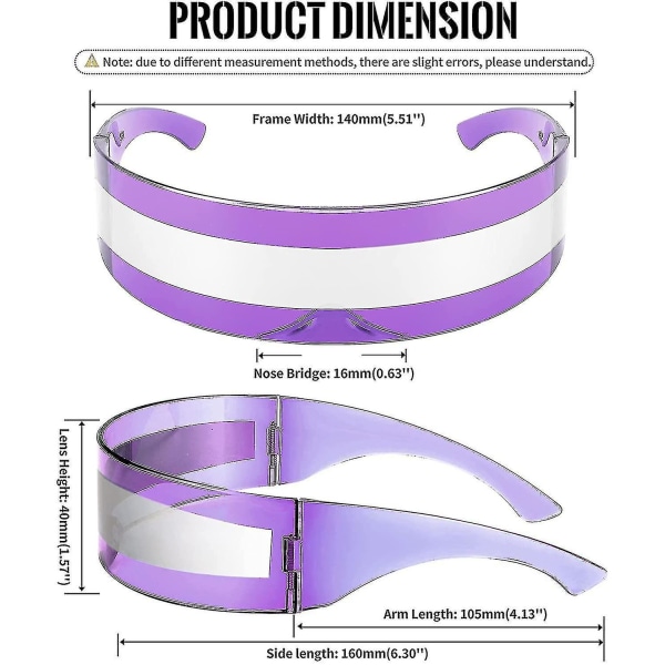 80-talls futuristisk Visir Solbriller Menn Kvinner Futuristisk Punk Stil B2740_s Purple - Silver Stripe