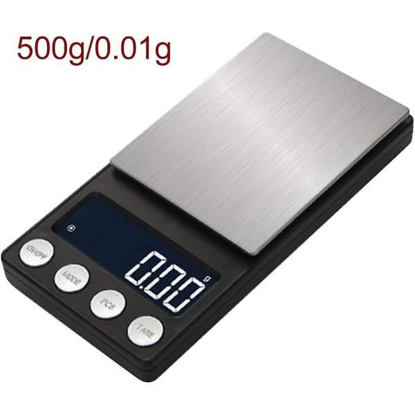 Digitaalinen milligrammivaaka 50 x 0,001 g - Mini LCD digitaalinen taskulaboratoriopainovaaka Elektroninen koruvaaka, jossa on punnitusalustat (500 g/0,01 g)