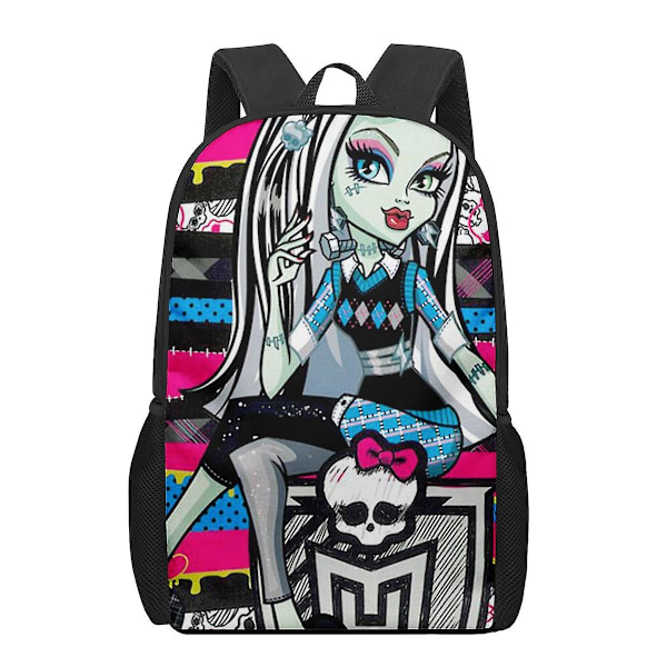 Monster High 3D-mönstrad skolväska för barn, flickor, pojkar, casual ryggsäckar, barnryggsäckar, pojkar, flickor, multifunktionella skolväskor 1