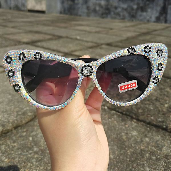 Nopeat ostokset Ylisuuret Timantti Aurinkolasit Naiset Strassit Kissan Silmät Aurinkolasit Vintage Miehet bling party aurinkolasit Silmälasit 325white