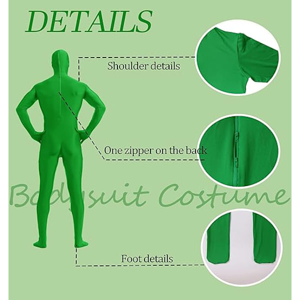 Bodysuit med bart ansigt til voksne, elastisk jule-rollespilsbodysuit sæt (170CM)
