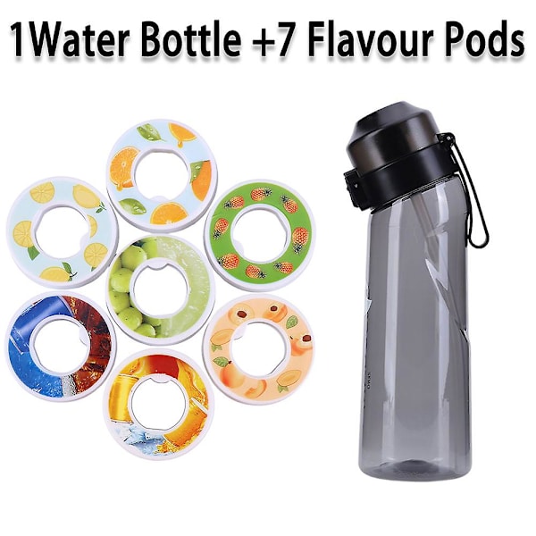 Smaksatt vattenflaska med 7 smakpods Air Water Up flaska Frostad svart 650 ml Air Starter Up Set Vattenkopp för camping Sport H China