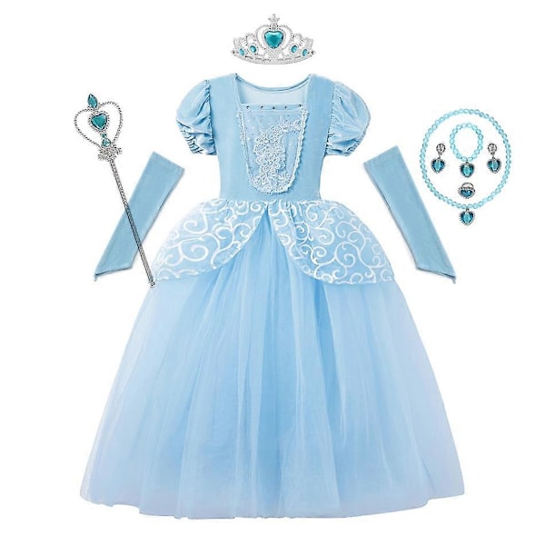 2024 Jente Cinderella Cosplay Kjole Antrekk Jenter Jul Halloween Fest Prinsesse Kostyme Barn Bursdag Bryllup Kjole JYF C 9