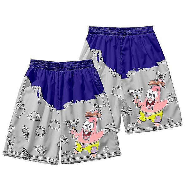 Herrbadkläder Patrick Star Korta Strandshorts Byxor Snabbtorkande Strandkläder Badbyxor Baddräkt Surfbrädeshorts DK16 XL