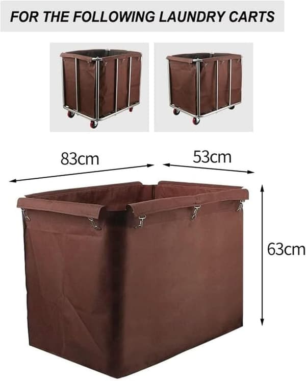 Rektangulær vanntett vaskepose i Oxford-stoff: passer til industrielle vaskevogner/-kurver på 90x65x80 cm