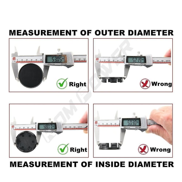 4 stk Od 68mm / Id 64mm Senter Felg Deksel Vossen Hjul Deksel Deksel Navkapsel # Yogu