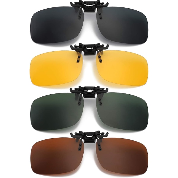 4-delt solklemme, polariserte solbriller med klips, overbriller for menn kvinner for kjøring og utendørsaktiviteter