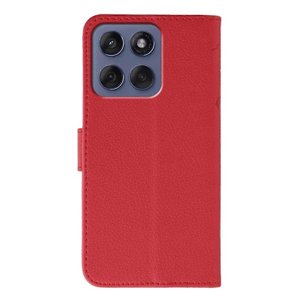 Skal till Motorola Edge 60 Fusion 5G Fjäderavtryck PU Läder Plånbok Mobilskal - Röd Red