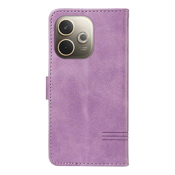 Til Oppo A5 Pro 5G Wallet Case T-Formede Linjer Læder Telefon Cover Stativ - Lys Lilla Brown