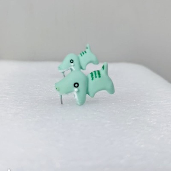 6 par søde dyrebid øreringe 3d ler dyr ornament øreringe dinosaur øreringe#hgkj14 Green Dinosaur 6 pairs