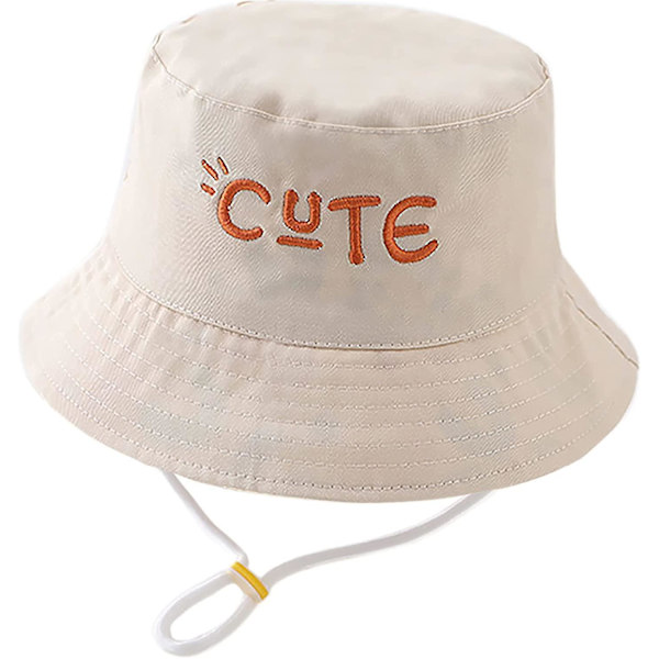 Barnhatt Justerbar Solhatt Andningsbar Strandhatt För Pojkar Flickor_ll Cute Beige Graffiti letters 2-6 Years