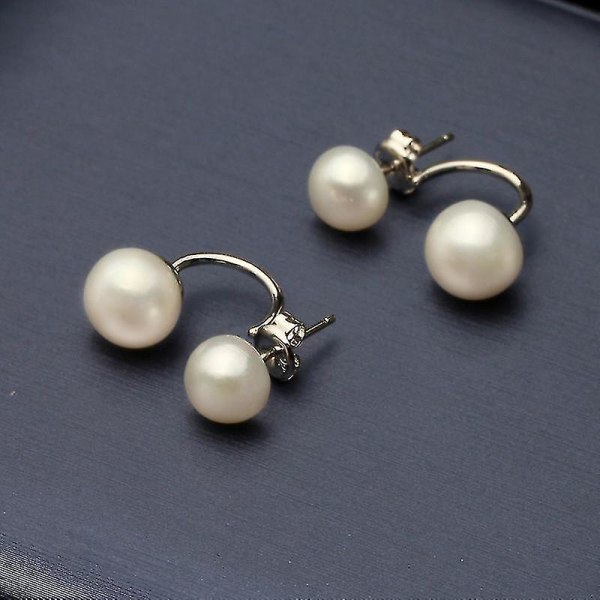 Naturlige perle ørestikker kvinders smykker S925 hvid dobbelt perle øreringe Party