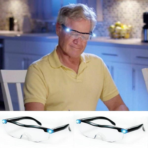 Led forstørrelsesbriller Lup briller til ældre læsebriller USB genopladelige