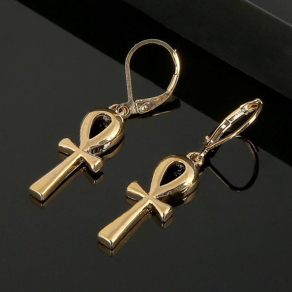 Guld Farve Egyptiske Ankh Øreringe Ankh Kors Øreringe Religion Egypten Hieroglyffer Crux Ansata Smykker