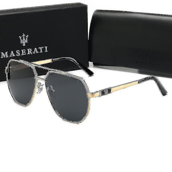 Uudet Aurinkolasit Maserati Suuret Kehykset Aurinkolasit Maserati Polarisoivat Ajolaseja Miehille-1 black gold
