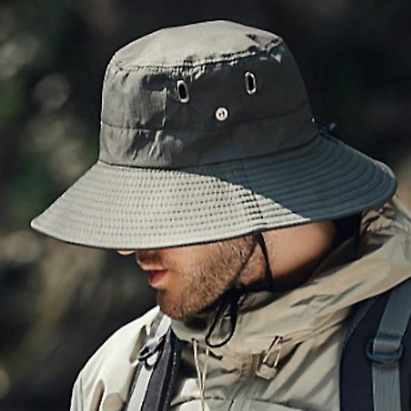 Hatt för män, sommar, solhatt, vindtät rem, bred brätte, UV-skydd, hopfällbar, bärbar, trädgårdsarbete, fiske, resor, utomhus, fiskarehatt army green
