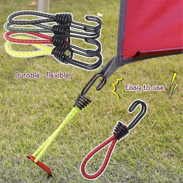 8 STK Sorte Rustfri Bungee Cord Kroge med Spiraltrådsdesign (Gul) yellow