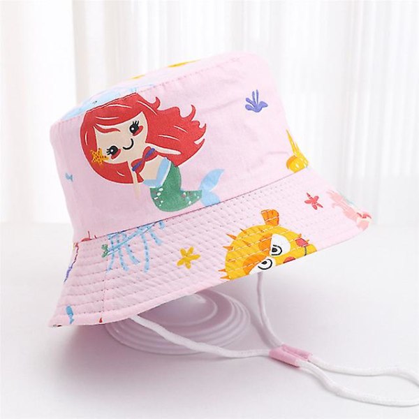 Forår Sommer Herre Spandhatte Tegneserie Herre Herrehat Strand Solhat Spædbarn Herre Fiskerhat Udendørs Herre Panamahat 04 mermaid 52cm(2-4 years old)