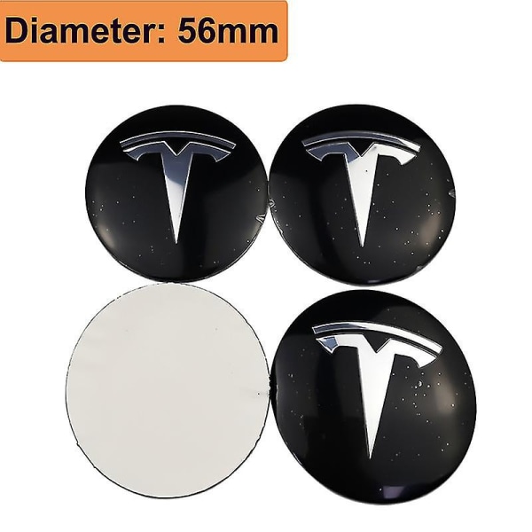 4 stk. 56 mm bilhjulnav centerkapper Emblem Sticker Styling Til Tesla Model3 Model S Roadster Cybertuck Modelx Autotilbehør Llwl A Black