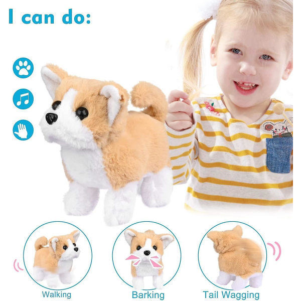 Plysjlekevalp Elektronisk interaktiv kjæledyrhund, turgåing, bjeffing, logrende hale, selskapsdyr for barn Akita dog