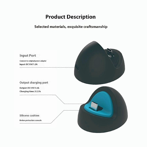 PGTECH GP-376 Laderstasjon for Nintendo Switch 2, Switch OLED Konsoll, Bærbar Sirkulær Ladestasjon Black Blue