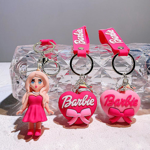 Barbie Nøglering Legetøj Pink Barbie Pige Kærlighed Hjerte Taske Vedhæng Pynt Bil Nøglering Tilbehør Gaver Rose Red Heart