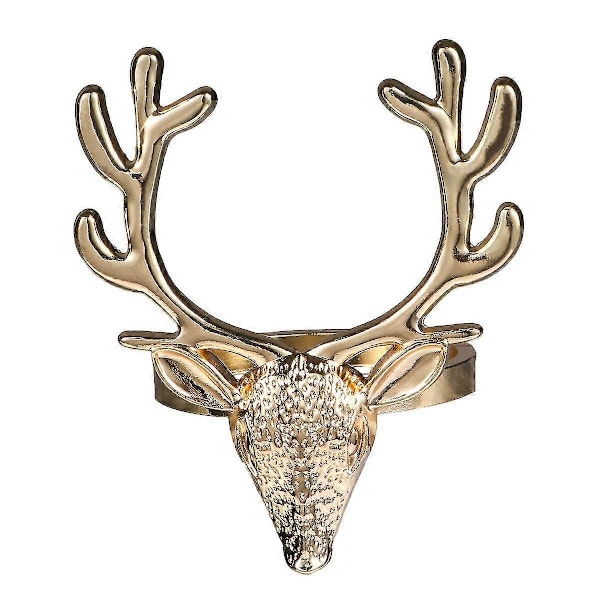 4 stk. Jule Hjorte Hoved Design Servietringe Legering Servietholder Fest Dekoration