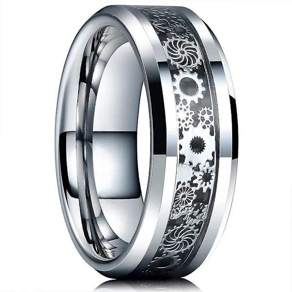 2024 ny modell Fashion 8mm Svart Tungsten Bröllop Keltisk Drake Ringar Inlagd Blå Zirkon Rostfritt Stål Ringar för Män Blå Kolfiber Ring Style 19 9