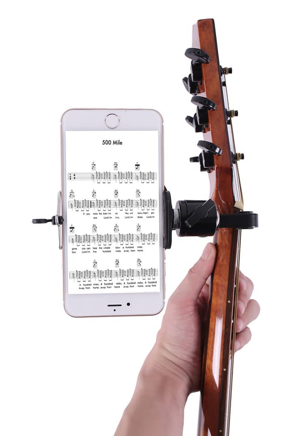 Capo Gitarr Telefonhållare - 360° Roterande Live Viewer Stativ för Gitarr och Bas Musikövning