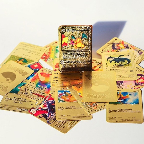 Sølv engelske pokmon samlingskort tcg deck box guldfolie kort assorteret kort drenge z32098