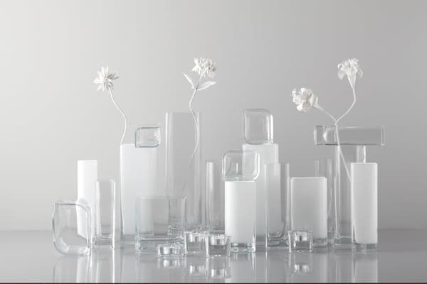 Kabinet vase, rektangulær glasvase, højde 30 cm, bredde 8 cm