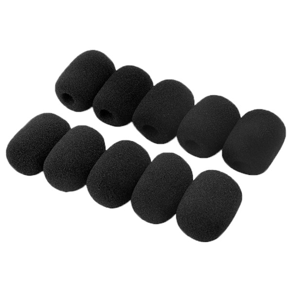 10 st Mikrofonvindskydd Mjuk Svamp Mic Skydd Headset Skumöverdrag Ersättning Kompatibel Mötesmikrofon Da Black