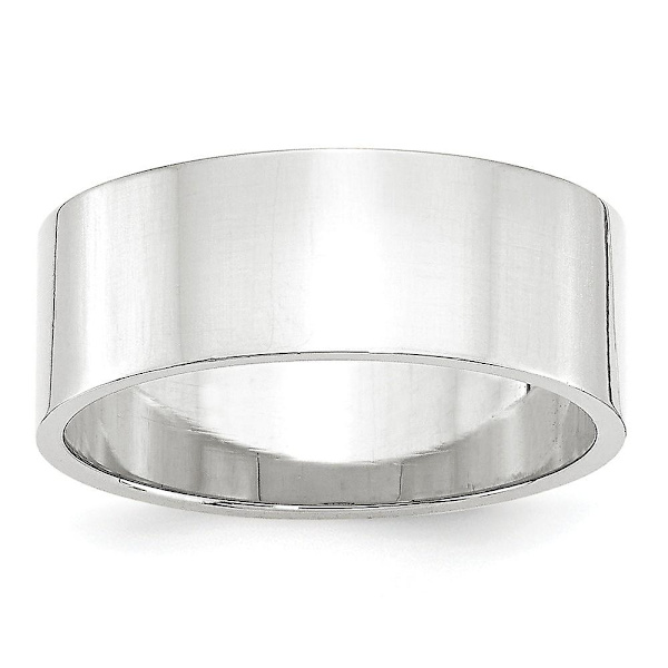 10k Hvidguld Massiv Poleret Graverbar Letvægts 8mm Ltw Flad Ring Smykker til Kvinder - Ringstørrelse: 4 til 14
